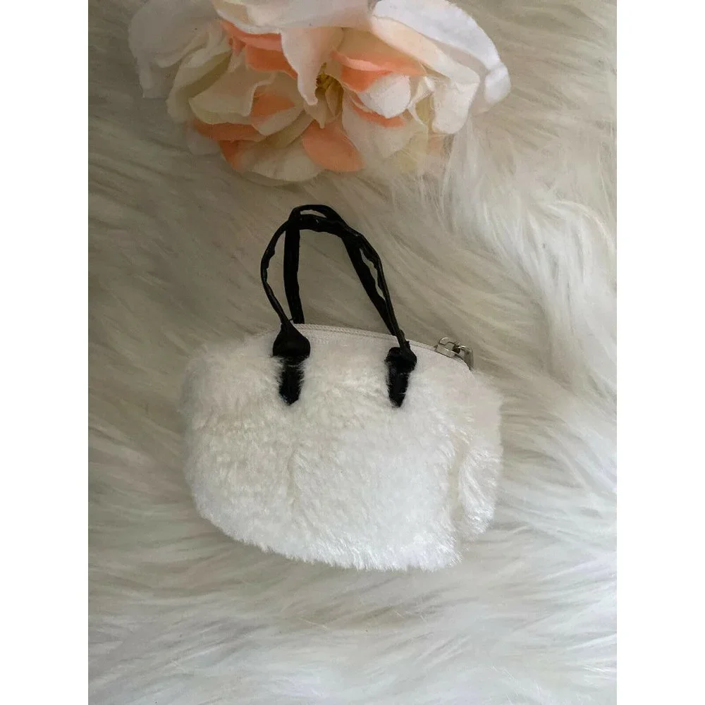 American Girl Battat OG Retired White Black Fluffy Hand Bag‎ for Dolls 16